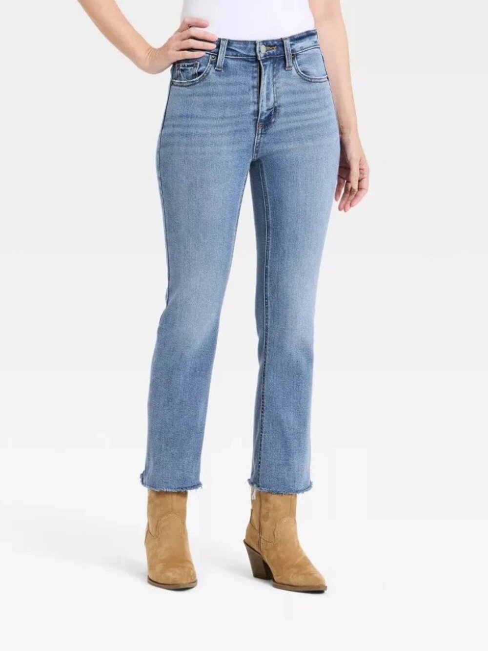 NWT Women Universal Thread Size 10 High-Rise Kick Flare Raw Hem Denim Jeans